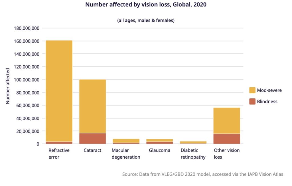 Pelo menos 771 milhões de pessoas têm perda de visão que pode ser prevenida ou tratada